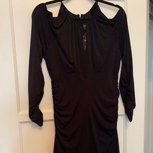 NWT Laundry black dress with eyelet chest & open shoulders.
